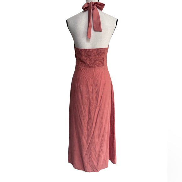 Line and Dot Peach Criss Cross back Ankle Length Dress size M - Picture 4 of 4